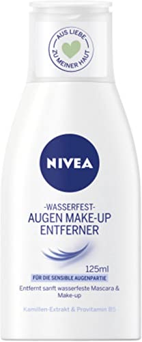 NIVEA Wasserfester Augen Make-Up Entferner (125 ml), sanfter Balsam mit Kamillen-Extrakt und Provitamin B5, entfernt selbst wasserfeste Mascara