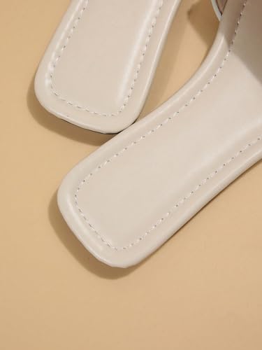 GORGLITTER Women's Rhinestone Sandals Glitter Strappy Sequin Shoes Square Toe Sparkly Flat Sandals4