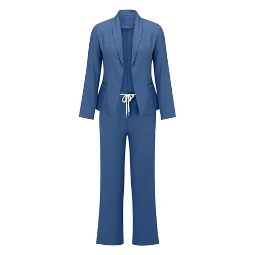 Pant Suits for Women Dressy Casual 2 Piece Pockets Long Sleeve Blazer and Leg Pants Business Quick Dry Office Work Outfits4