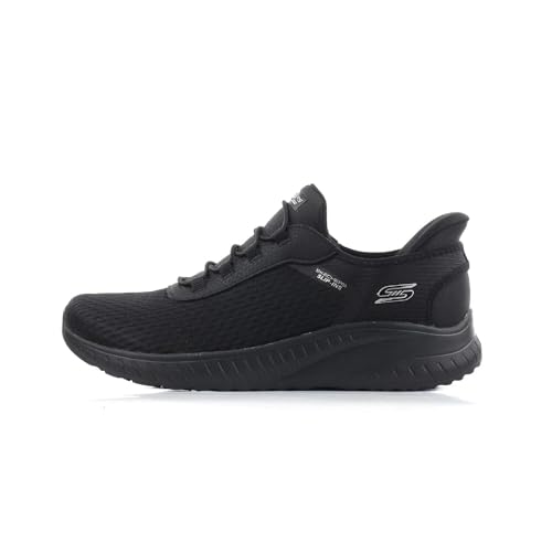 Skechers Damen BOBS Squad Chaos, Schwarzer Netzbesatz, 39 EU