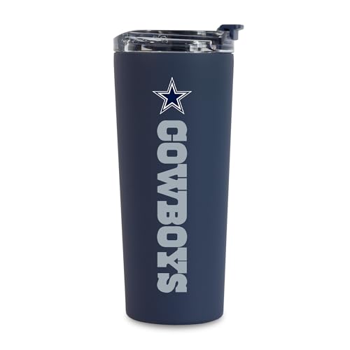 Rico Industries NFL Football Dallas Cowboys Navy 24oz Stainless Steel Tumbler with Lid and Dual Functioning Lid
