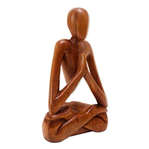Novica Natural Meditation Wood Sculpture #TOP1
