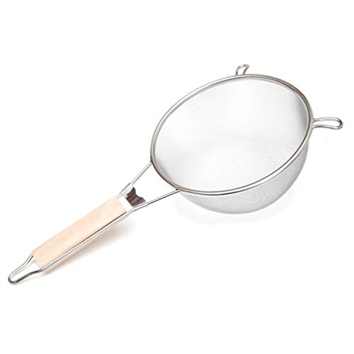 Hometeq 7 Double Stainless Steel Fine Mesh Strainer Colander Sieve Sifter with Sturdy Handle and Hook