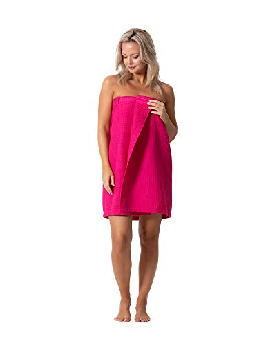 Image of Turkish Linen Women's Waffle Spa Body Wrap with Adjustable Closure