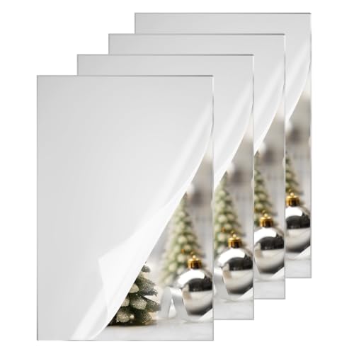 Image of KINLINK 8x12 Plexiglass Sheets 1 /8 inch Thick - 3mm Silver Mirror Cast Acrylic Sheet, Plastic Board Polycarbonate Sheet for DIY Project, Craft, Wall Mirror, Acrylic Sign and Wedding Invitation 4 Pack
