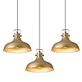 ALAISLYC Gold Farmhouse Pendant Lights Matte Pendant Lighting for Kitchen Island Industrial Adjustable Height Vintage Dome Hanging Light Fixtures for Barn, Dining Room 3 Packs