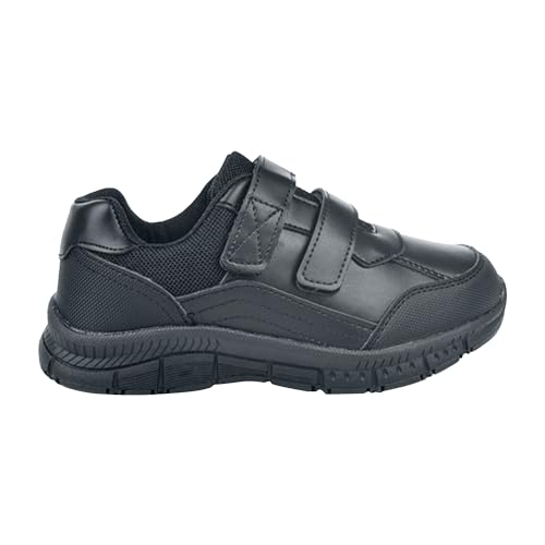 Route 21 - Zapatos Escolares de Cuero Cierre Adhesivo Doble Niños (34 EU) (Negro)