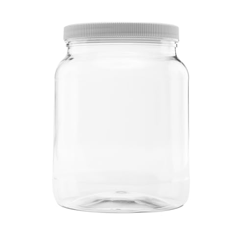 Plastic Storage Jars with Leak Proof Lids, BPA Free, Hand Wash Only (64oz, 1PK White)