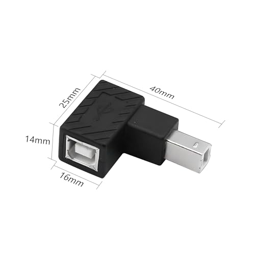 Image of 4-Piece USB 2.0 Type-B Printer Adapter; 90 Degrees USB B Male to Type-B Female; For Printer, Scanner, Mobile HDD & More