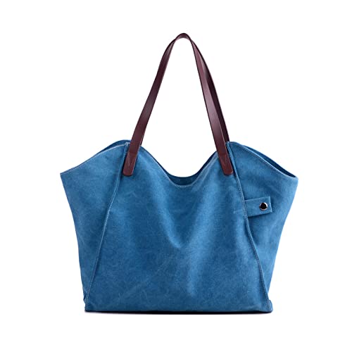 PORRASSO Women's Handbag Canvas Tote Large Shoulder Bag Ladies Hobo Top-Handle Bag