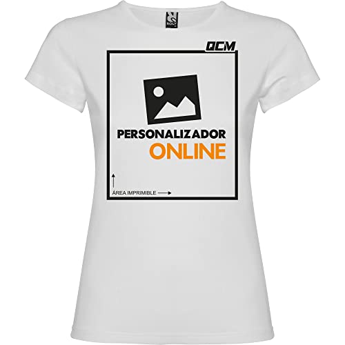 Camiseta Personalizable · Mujer · Manga Corta · 100% Algodón · Impresión Directa (DTG) Impresión · ¡No es un Vinilo Impreso! Se Imprime Directamente sobre el Tejido! (Blanco, M) Cover