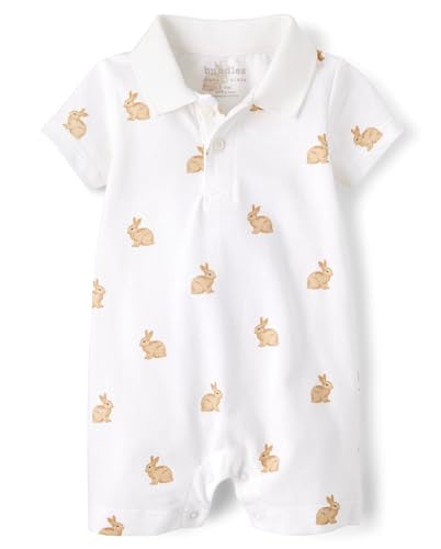 The Childrens Place Baby Boys and Newborn Everyday Romper Bunny White 3 Months 6 Months