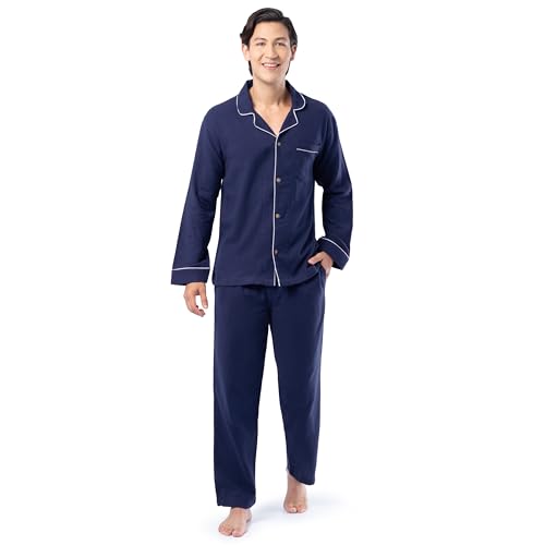 Fruit of the Loom Mens Flannel Pajama Sleep Set Navy Large