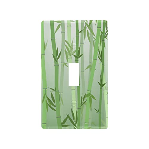 YYZZH Green Bamboo Forest Asian Tree Cartoon Character Nature Adventure Travel Design Toggle Switch Cover Switch Plate 2.9