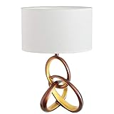 Lámparas de mesa DKEE Paño Blanco Material De Pantalla Material De Resina De Oro Entrelazado Tres Tabla Anillo Lámparas De Iluminación De La Iluminación De La Lámpara Lámparas Viviendo Lámpara Del Sit