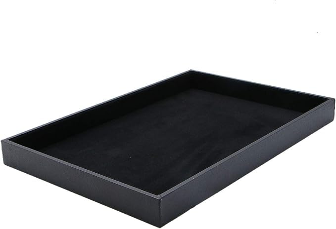 Image of Velvet Jewellry Drawer Organizer Stackable Tray (Emptry Tray, Black)