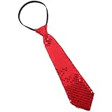 LALADEFIEE Corbata de Lentejuelas Roja para Disfraz Unisex, Tamaño Único, Accesorio Ligero de Poliéster para Fiestas, Cosplay y Actuaciones Escénicas, Corbata de Moda para Carnaval y Eventos