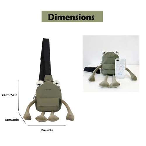 Cute Frog Crossbody Bag Unique Sling Shoulder Bag Backpack One Strap Messenger Plush Daypack3