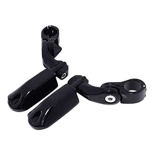 TCMT Highway Pegs Fußrasten 32 mm Universell Schwarze Fussrasten Passend für Harley Electra Road King Street Glide Touring Modell, kurz, abgewinkelt