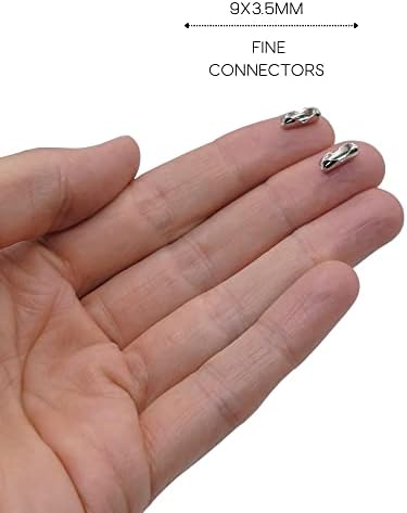 The Bead Shop 5 Metre Fine Metal Ball Chain (2mm) with 20 Connectors for Jewellery Making, Pendant Hanging, Key Rings, Dog Tags, Craft