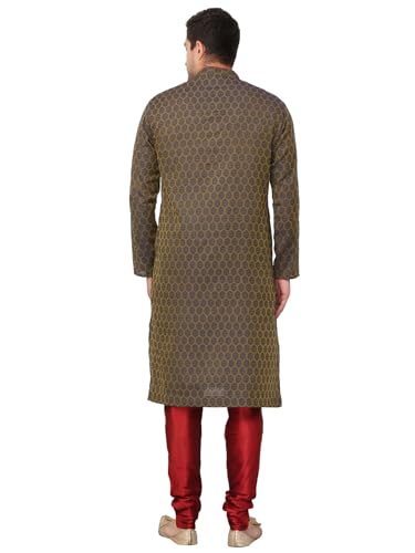 Image of Men's Cotton Jacquard Kurta and Churidar Set