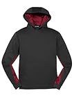 SPORT-TEK Youth Sport-Wick CamoHex Fleece Colorblock Hooded Pullover, Black/Deep Red, Large