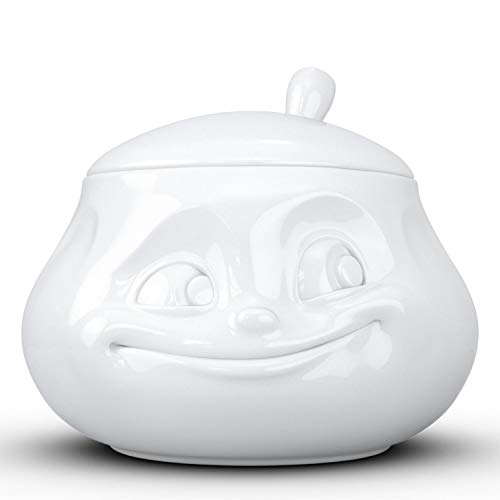 FIFTYEIGHT PRODUCTS TASSEN Porcelain Sugar Bowl, Sweet Face Edition, 13.5 oz. White (Single Sugar Bowl)