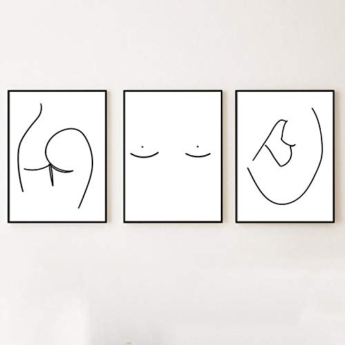 Pintura de arte de pared en lienzo con silueta abstracta femenina para salón elegante