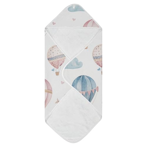 Image of Watercolor Hot Air Balloon Baby Towel Ultra Soft Hooded Towels for Babies - Ultra Absorbent Cotton Bath Towels 30x30 Inch