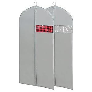 GUOER Garment Bags Set of 2, Garment Bags for Hanging Clothes, Zipper Suit Bags for Travel with Clear Window, PEVA Dress Bags for Gowns Dust Cover (23.6” X 51”)