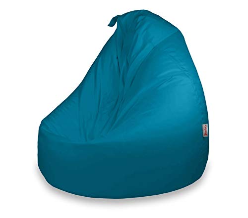 Italpouf - Puff Pera Impermeable Poliéster XXL 100 x 130 cm 500l con Funda Extraible Outdoor Exterior / Indoor Muy Resistente Moldeable con Relleno, 25 Colores (Azul)