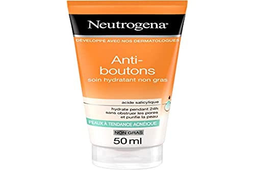 Neutrogena - Hidratante sin grasa (tubo de 50 ml) – Cuidado facial las 24 horas para piel propensa al acné – Cuidado calmante enriquecido con aloe vera y extractos de manzanilla