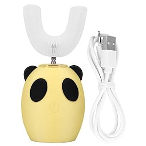 U-vormige elektrische tandenborstel voor kinderen, intelligente mondverzorging, tandreinigingsgereedschap voor met schattige cartoon(geel)