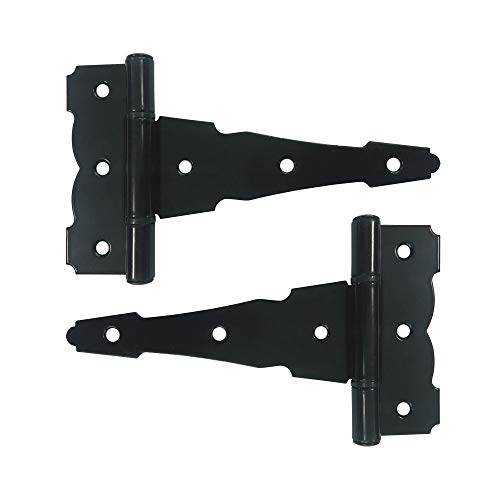 Image of Nuvo Iron Black Decorative Ornamental Tee Hinge Set - Includes Handle, Hinges, Latch and Catch- 5 inch