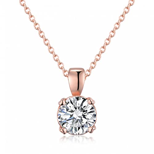 Collier diamant moissanite 6.5mm en argent 925 et plaquage or blanc 18 carats
