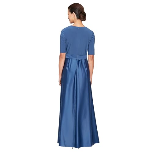 Image of Alex Evenings Women's Satin Ballgown Formal Event Dress with Pockets and Tie Belt (Petite and Regular Sizes)