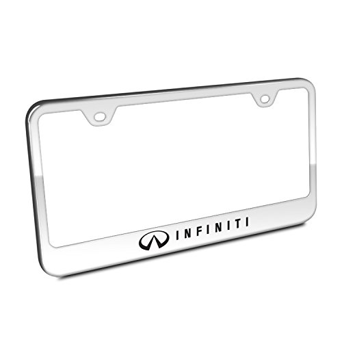 Marco de licencia Infiniti de acero pulido para lucir un diseño impecable en tus viajes diarios