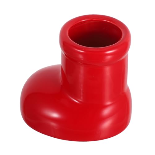ABOOFAN Ceramic Boot Flower Vase Red Christmas Decorative Shoe Planter Vintage Small Flower Vase for Kitchen Shelf Living Room Holiday Table Centerpiece