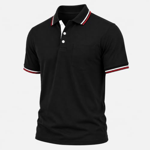 Image of ZITY Men Polo Shirts Short Sleeve with Pocket Golf Polo Wicking Shirts for Men Casual Collared T-Shirts