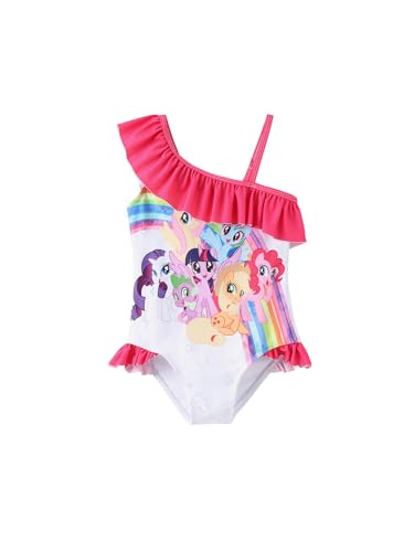 Image of My Litle Pony One Piece Swimsuit Pony Print Off-Shoulder Ruffle Summer Swimwear Beach Pool Kids, Pink, 2‑9 Years