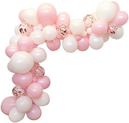 100PCS Pink Balloons Garland with Pink and White Balloons Confetti Balloons for Birthday Party Bridal Baby Shower Engagement Wedding Party Decor
