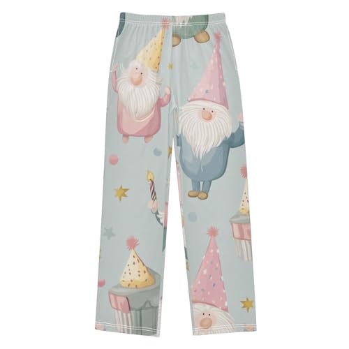 Gnome and Cake Boys Long Pants Soft Trousers Elastic Waist Kids Lounge Bottoms with Pockets S-XL