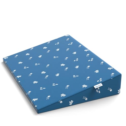 Image of Cherilo Half Size Elevated Wedge Baby Pillows for New Born, Pillow for Kids, Crib & Mattress, Prevents Acid Reflux, Colic, GERD, Heat Burn & Vomiting, 19 inch x 13.5 inch x 3.5 inch, With Cover, Star Design, Blue