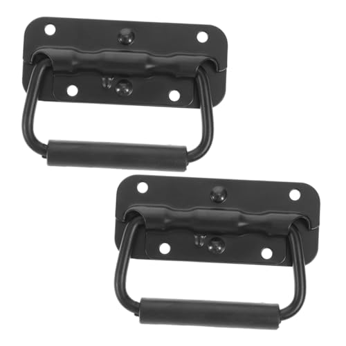 JECOMPRIS 2pcs Heavy Duty Stainless Steel Folding Pull Handles Comfortable Grip Ergonomic Design for Toolboxes Industrial Equipment and Home Use Spring Handle