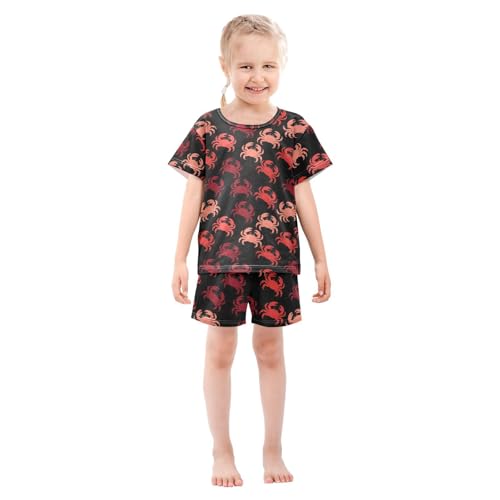 ALAZA Red Crab Cute Pajamas Short Sleeve 2 Piece Sleepwear Top and Bottom Pajama Set Unisex3