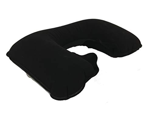 Almohada inflable viaje U soporte compacto negra miniatura 1