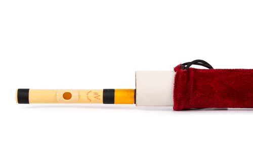 Image of Radhe Flutes | A Natural Right Handed Middle Bansuri | Black & Orange| Tuned With Tanpura A=440Hz | PVC Flute + Velvet Cover + Hindi & English Flute Lessons