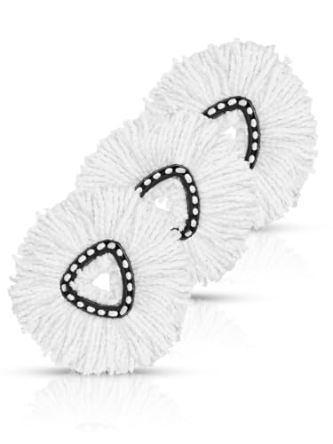 3 Paquete Cabezas de Fregona de Repuesto,para Fregona Microfibra de Recambio 360 Grados Trapeador Compatible con Vileda EasyWring y Clean Turbo 2 en 1 Repuesto para todo tipo de suelos (Blanco)