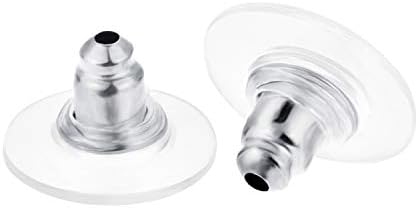 200 Pieces Bullet Clutch Earring Backs for Studs with Pad Rubber Earring Stoppers Pierced Safety Backs (Silver)