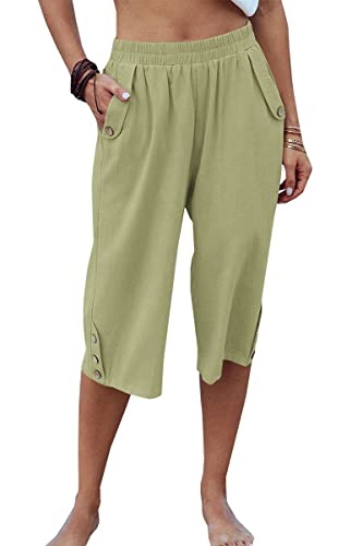 Image of Veatzaer Women's Elastic Waist 3 /4 Capri Harem Pants with Pockets Casual Loose Solid Yoga Trousers S-XXL